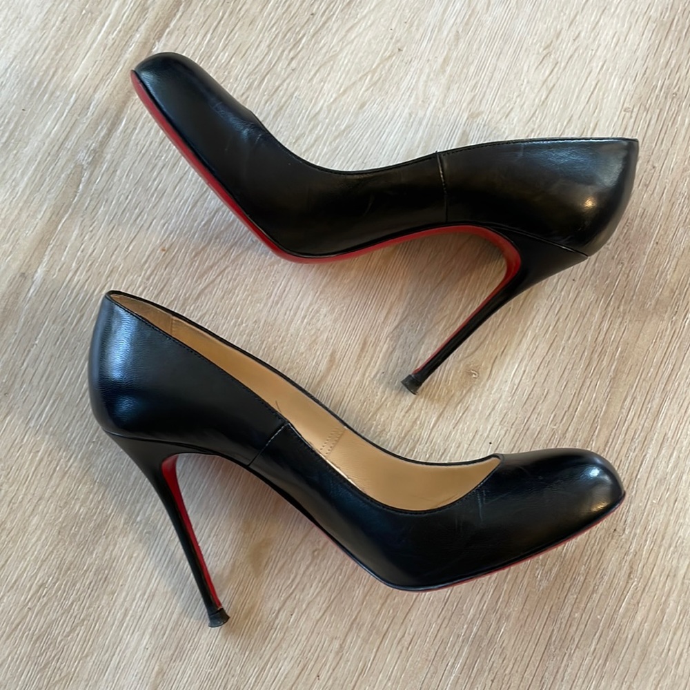 Louboutin Fifi 100MM Black Kid Leather - 37.5 - Picture 7 of 9